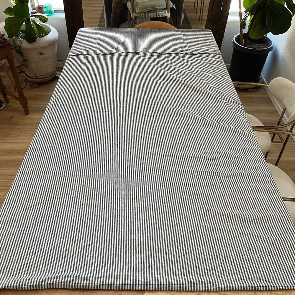 Pottery Barn Wheaton Striped Linen Cotton King Duvet Cover Chambray